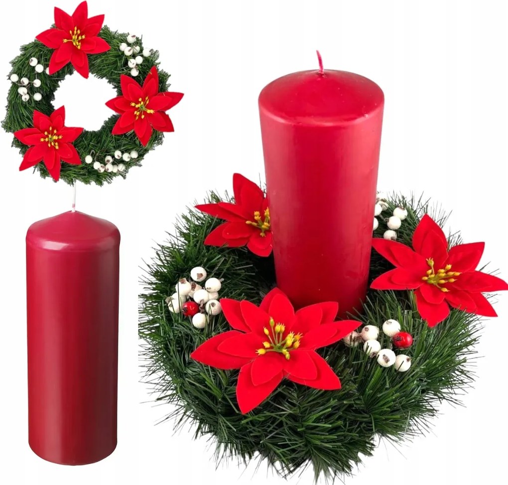 Karácsonyi Koszorú Asztal Dekoráció Gyertya Karácsonyfa Berkenye Csillag