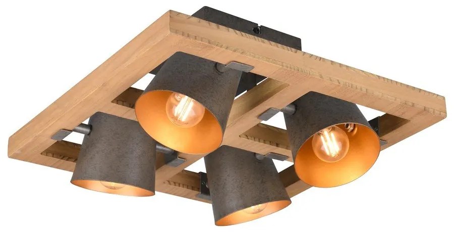 Sötétszürke-natúr színű mennyezeti lámpa fém búrával 39x39 cm Bell – Trio