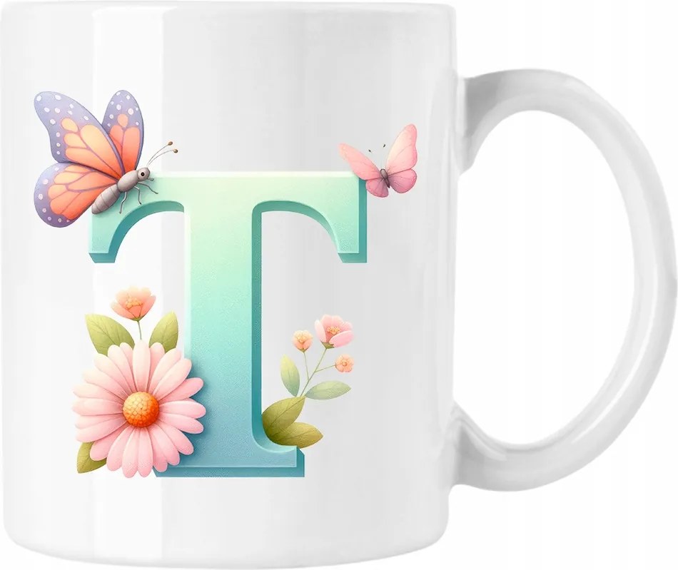 Pillangó bögre pillangó betű ábécé T fehér 330ml