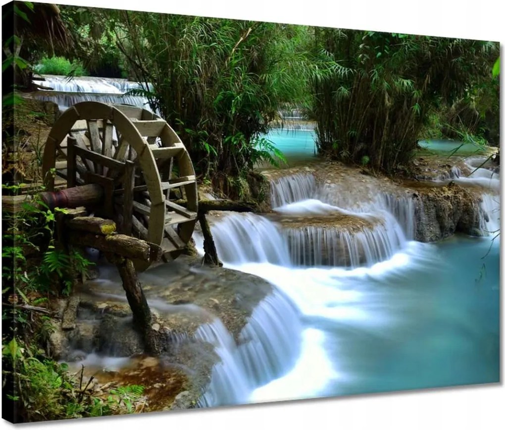 Vászonkép 40x30 Fa malom a folyón