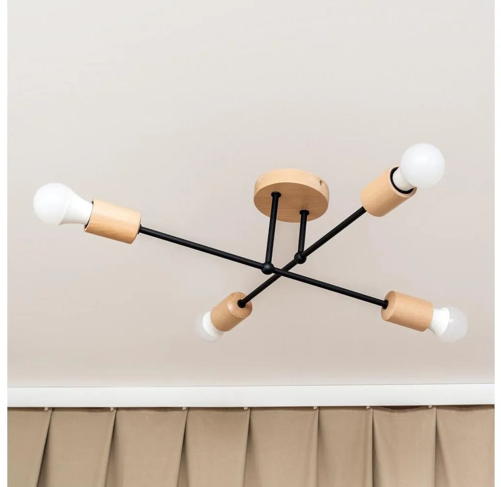 Felületre szerelt mennyezeti csillár CAMBRIDGE 4xE27/15W/230V fenyő