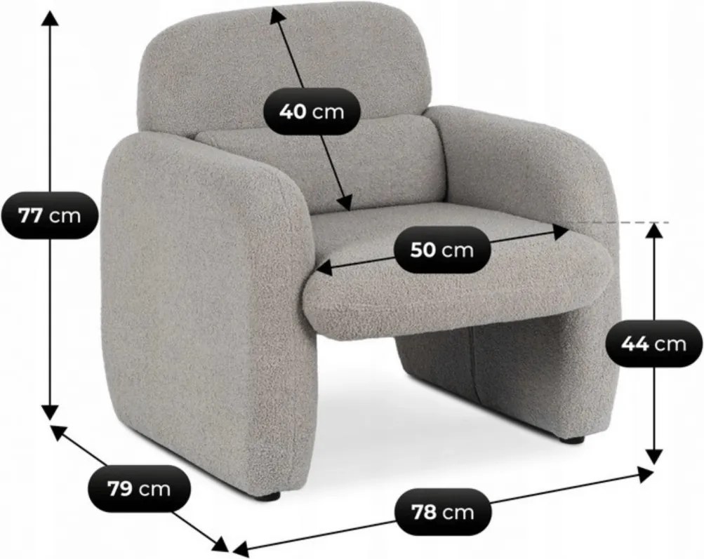 Pihenőfotel szürke színben, bouclé kárpittal TOGO