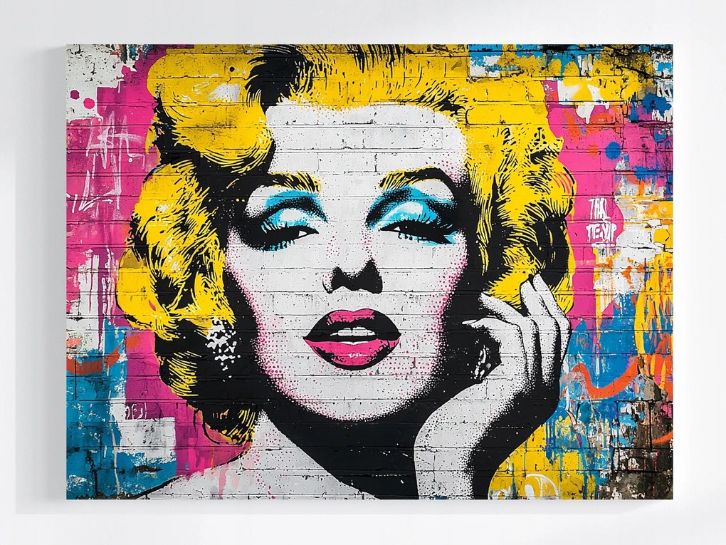 Vászonkép Canvas Fal Tégla Graffiti Pop Art Portré Nő 100x75