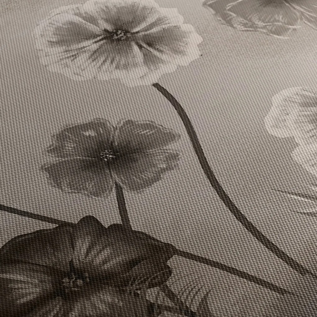 Kép - Rajzolt virágok (órával) (90x30 cm)