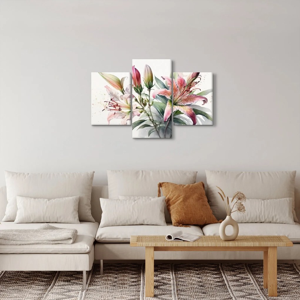 Kép - Liliomok, illusztrációk (90x60 cm)