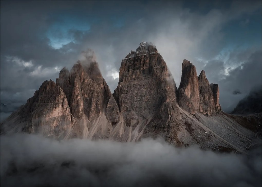 Kép - Három fogak, olasz Dolomitok (üvegen) (70x50 cm)