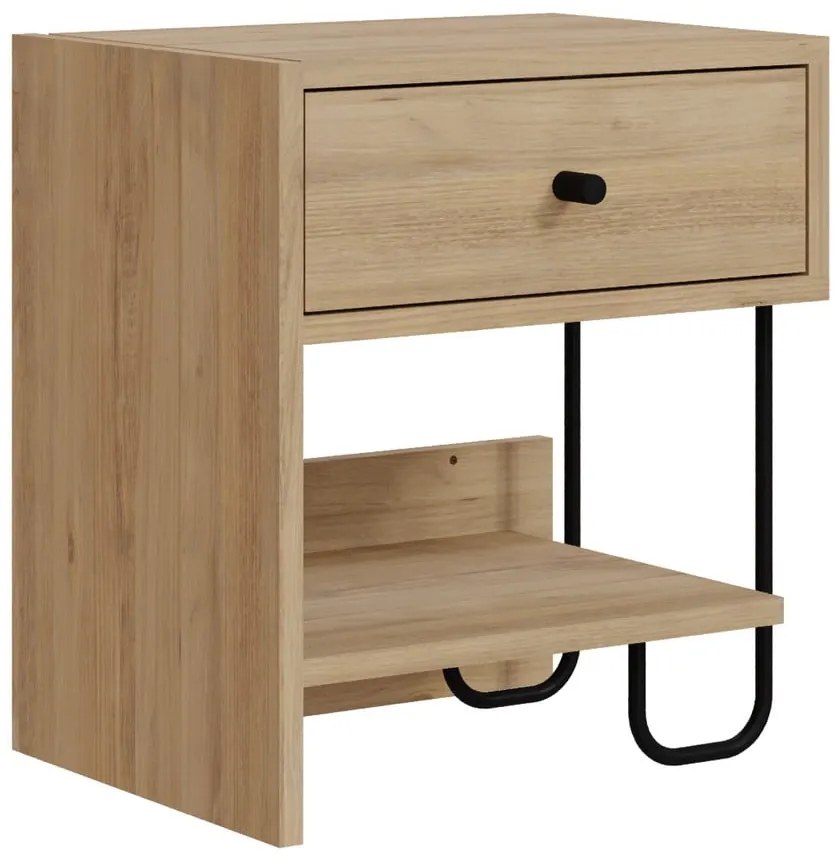 Natúr színű éjjeliszekrény tölgyfa dekorral Saturne – Marckeric