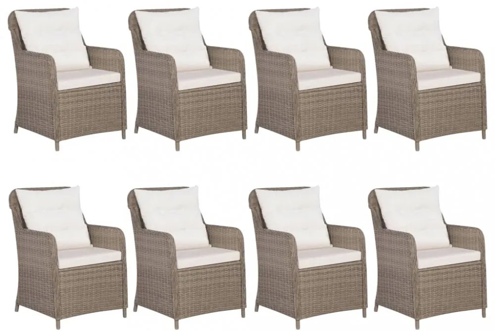 9 részes barna kültéri polyrattan étkezőgarnitúra