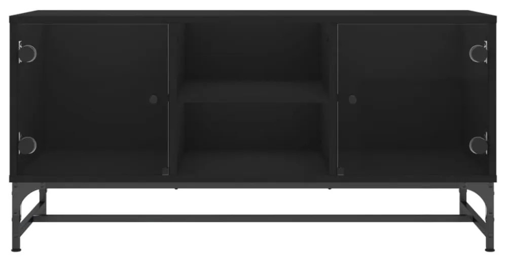 fekete TV-szekrény üvegajtókkal 102 x 37 x 50 cm