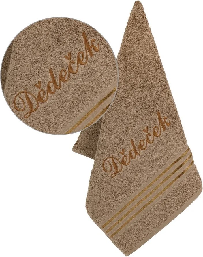 Bellatex Nagyapa frottír törölköző hímzésselbarna, 50 x 100 cm