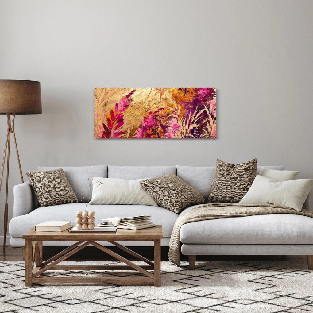 Kép - Absztrakt festmény virágok II. (120x50 cm)