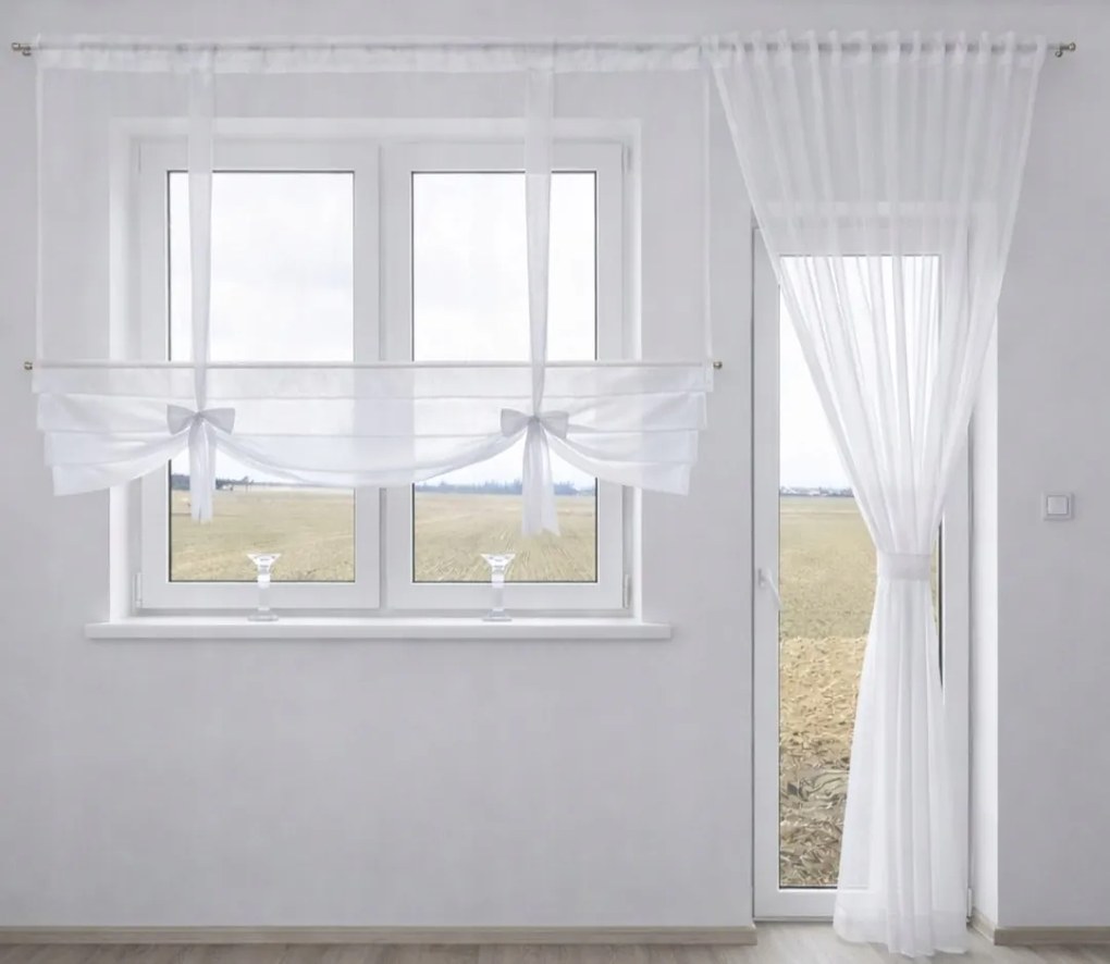 Erkély Szett Fehér Római Roló Panel Masnival Fátyol KAR.3m