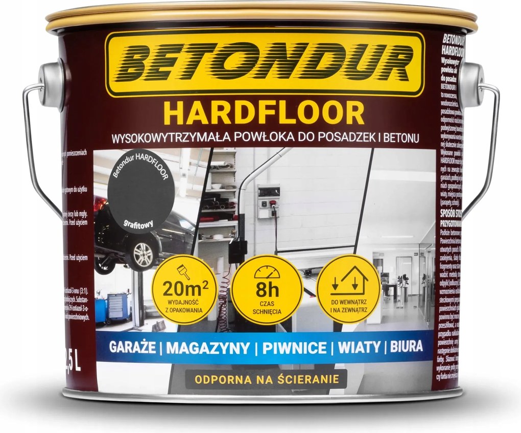 Hardfloor Betondur festék padlókhoz és betonhoz 2,5L tartós grafit bevonat