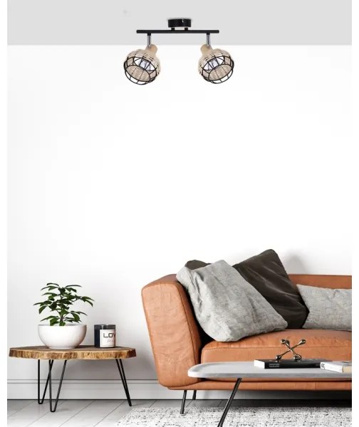 Spotlámpa TAJGA 2xE14/40W/230V rattan/fekete