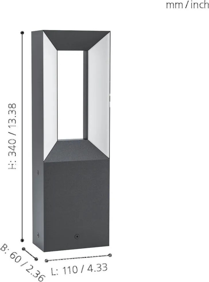 EGLO 98727 RIFORANO Modern Kültéri Állólámpa Fehér, Fekete LED IP54