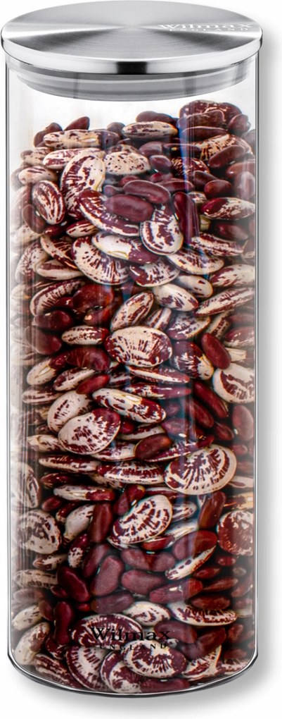 Üveg tároló fedővel Wilmax 1600 ml Élelmiszer Tárolására, pl. Tészta