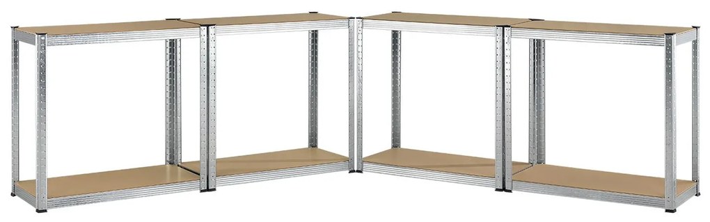 Juskys 2 darabos polc szett - 160x80x40 cm - ezüst