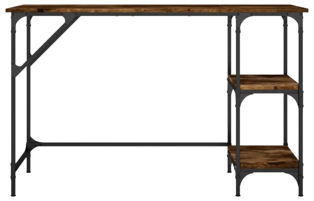 füstös tölgy színű fém és szerelt fa íróasztal 120 x 50 x 75 cm