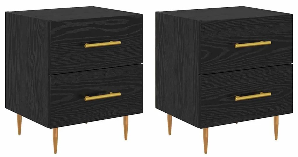 vidaXL Éjjeliszekrény 2 pcs Fekete tölgy 40 x 35 x 47,5 cm Faanyag