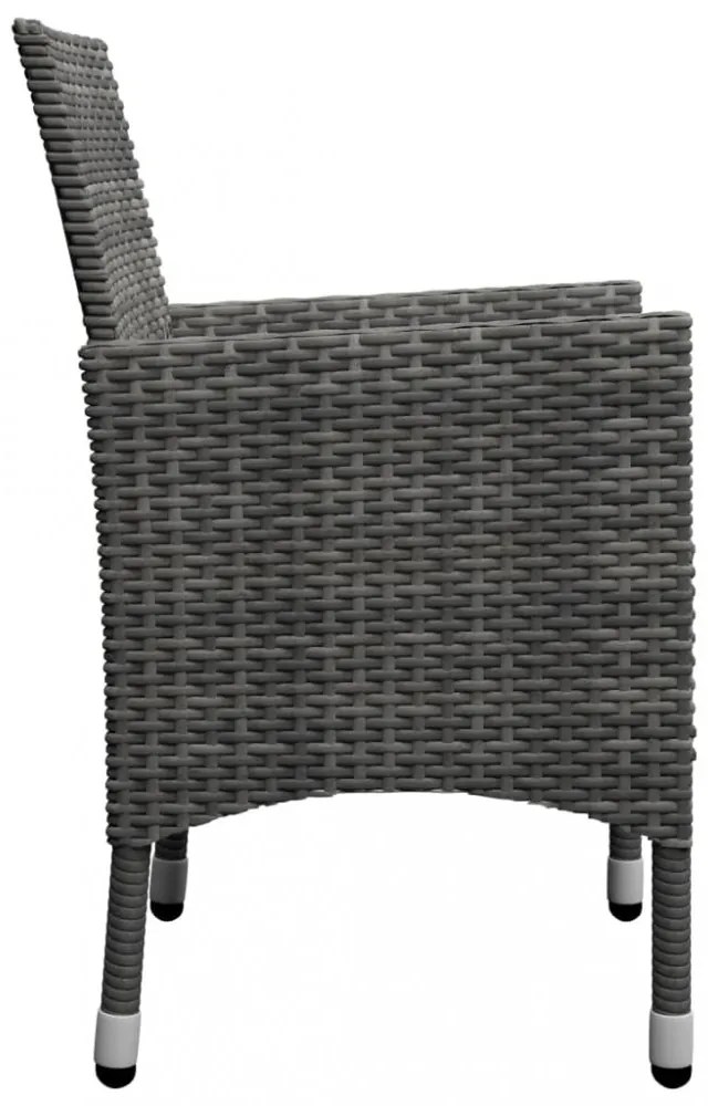 3 részes szürke polyrattan és akácfa bisztrószett