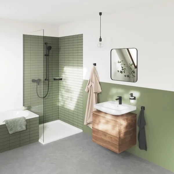 GROHE 411062430 - ESSENTIALS sarok zuhanypolc, 250 × 250 mm, fekete