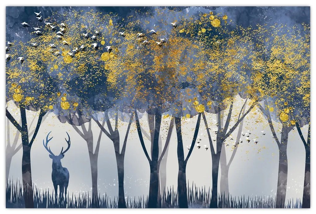 Kép egy szarvasról az erdőben (90x60 cm)
