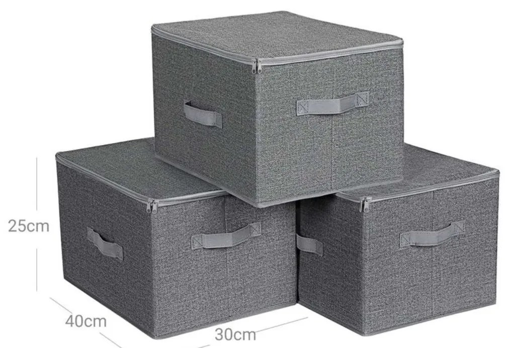 SongmicsHome ELVIS tárolódobozok, 3 db, 40x30x25cm, szürke