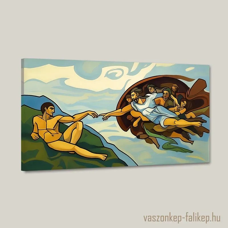 Ádám teremtése újragondolva vászonkép – Modern művészi hatás 60x34 cm