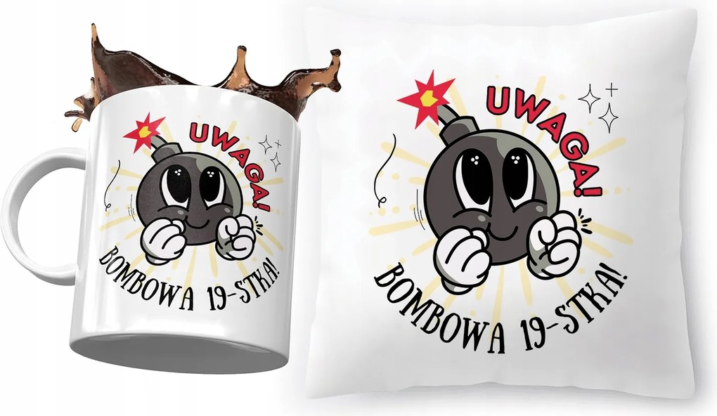 Születésnapi szett 19 19-es 19-es párna Bögre Nyomtatott fényképpel