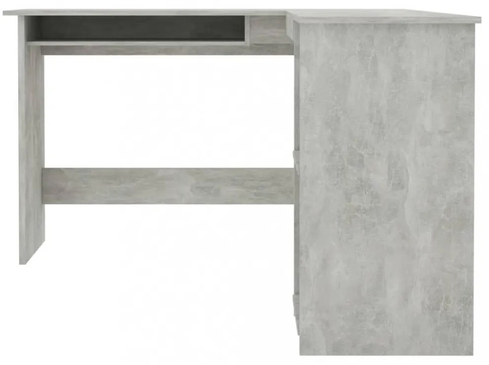 betonszürke szerelt fa L-alakú sarok-íróasztal 120x140x75 cm