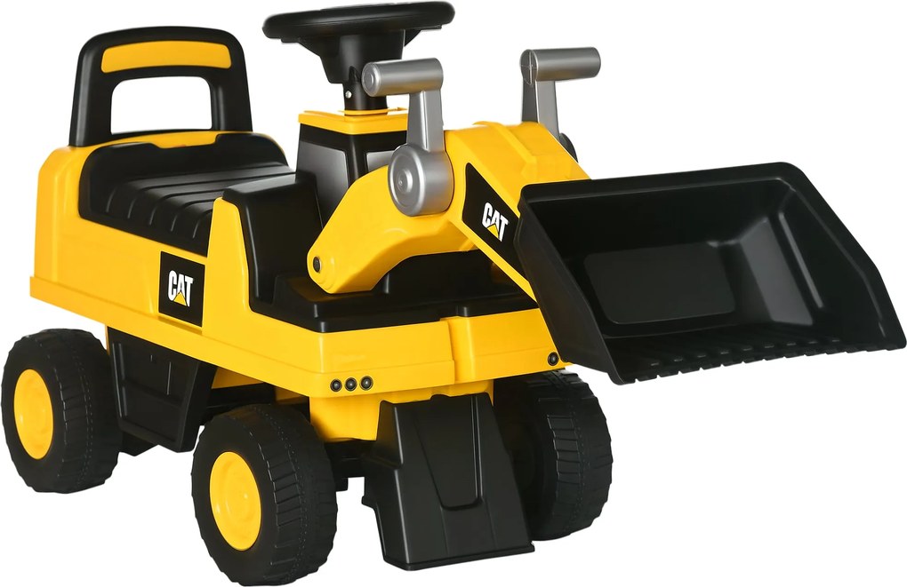 HOMCOM Ülő Digger Játék Digger Állítható Lappal, Harang, Tárolóhellyel Az Ülés Alatt, Ülő Játék Digger 25 kg-ig, 18 Hónapostól Sárga | Aosom