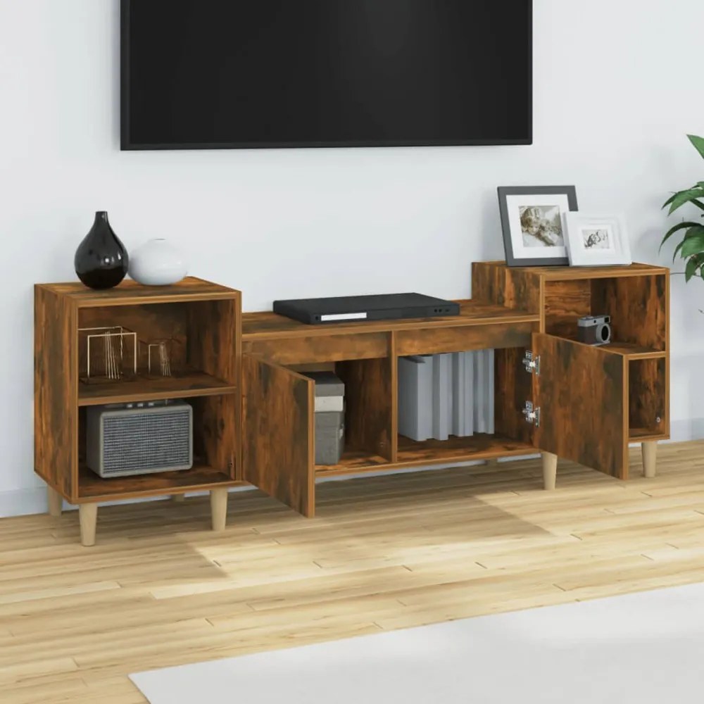 füstös tölgy színű szerelt fa TV-szekrény 160x35x55 cm