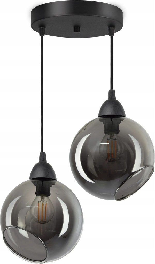 Mennyezeti Függő Lámpa 2 Üveg Gömbök Grafit Led