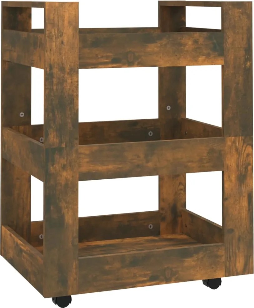 vidaXL füstös tölgy szerelt fa zsúrkocsi 60 x 45 x 80 cm