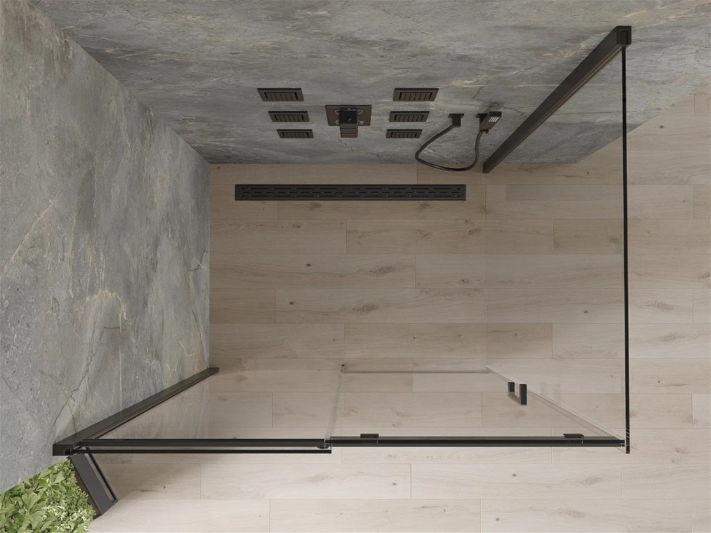 Mexen Omega Zuhanykabin Toló ajtóval    150 x 100 cm,  átlátszó üveg,  fekete  - 825-150-100-70-0 Toló ajtós