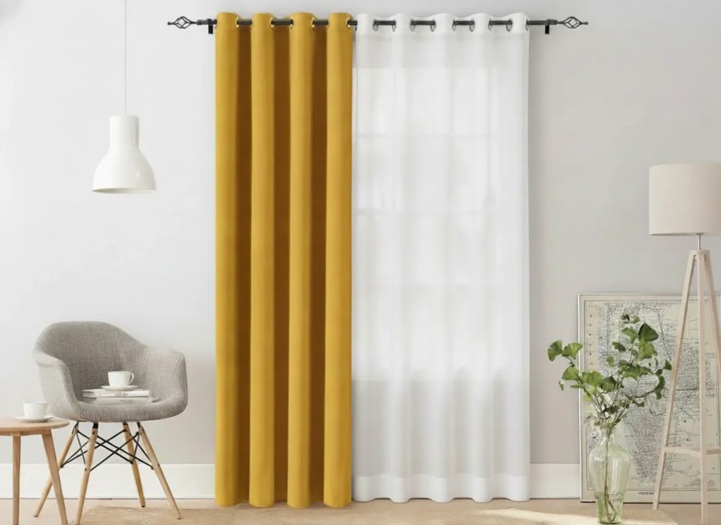 Sárga OXFORD függöny 140x250 cm Felfüggesztés: Fém gyűrűk