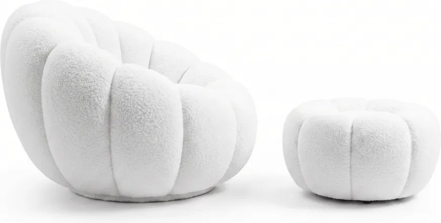 Design fotel BLOOM lábtartóval, fehér