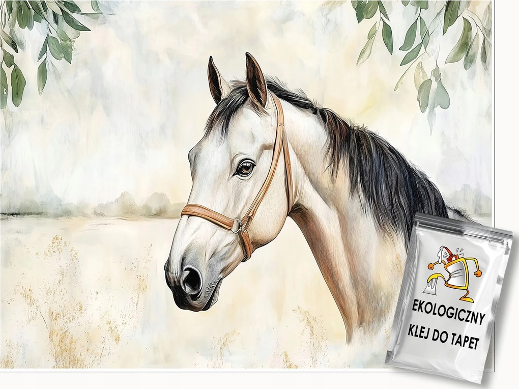 Fotótapéta Ló Levelek Beton Hálószoba Nappali Tapéta Flizelina 200x140