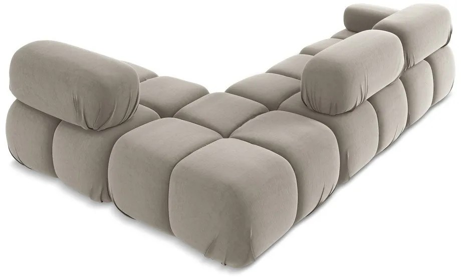 Bézs bársony moduláris sarokkanapé (jobb oldali) Lokua – Makamii