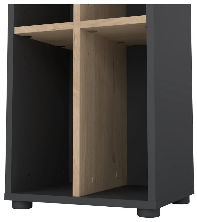 Antracitszürke-natúr színű könyvespolc tölgyfa dekorral 41x205 cm Sign – Tvilum