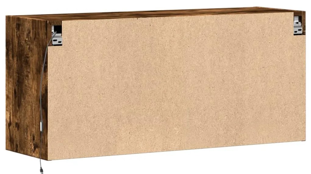 füstös tölgy színű fali TV-szekrény LED-ekkel 100x31x45 cm