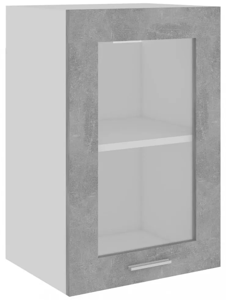 “Lyon” betonszürke szerelt fa függő üvegszekrény