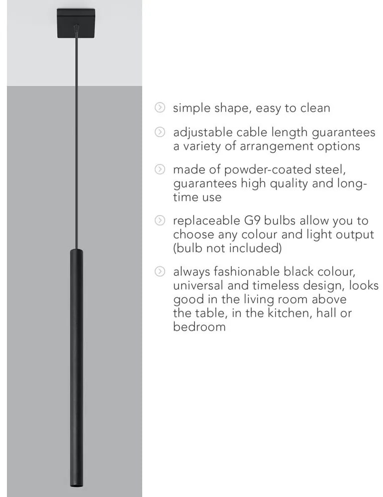 Fideus Single fekete függőlámpa - Sollux