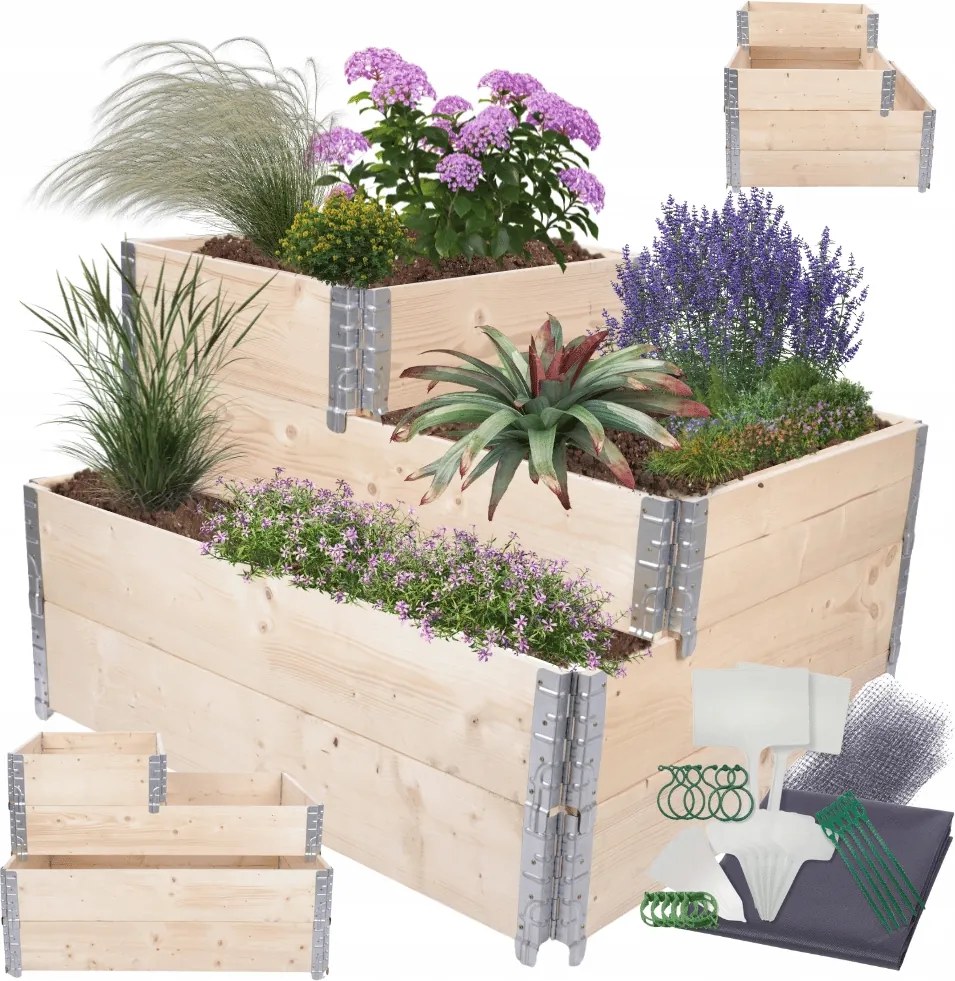 Magasított ágyás lépcsőzetes állítható nagy fa 60x120x100