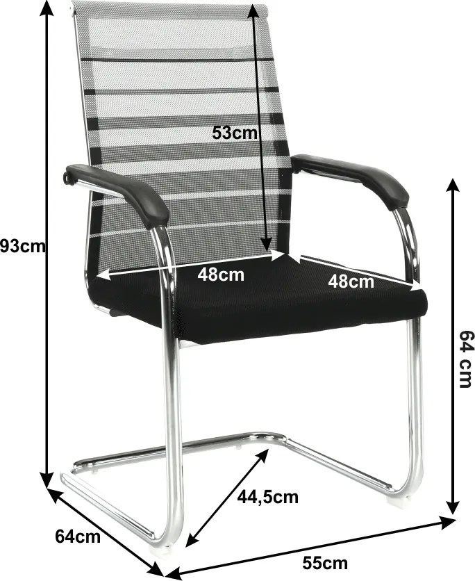 Tárgyalószék, szürke/fekete/ezüst, ESIN
