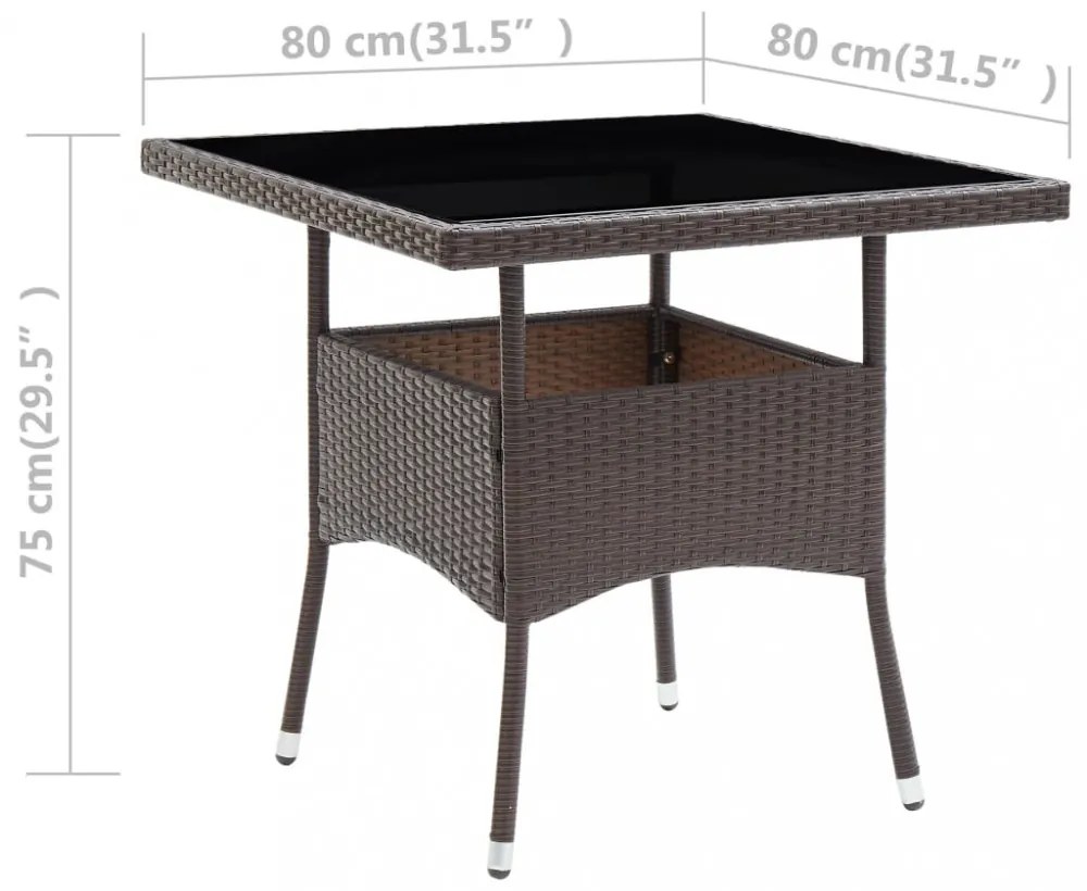 barna polyrattan kerti étkezőasztal