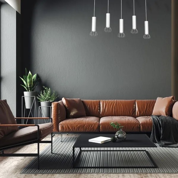 Csillár zsinóron DANTE 5xGU10/25W/230V fehér/fényes króm