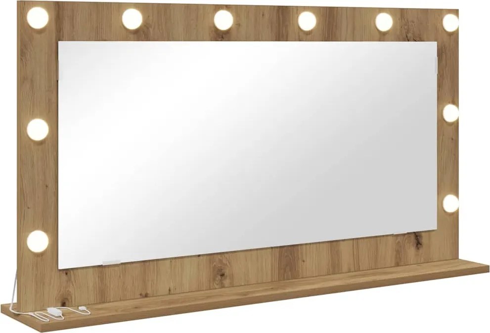 vidaXL Toalett Tükör Artisan tölgy 100 x 55 x 18 cm Üveg és mérnöki fa