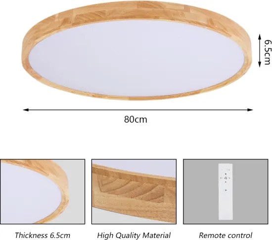 Brilagi - Dimmelhető LED lámpatest WOODROUND LED/70W/230V 3000-6000K Ø 80 cm + távirányító