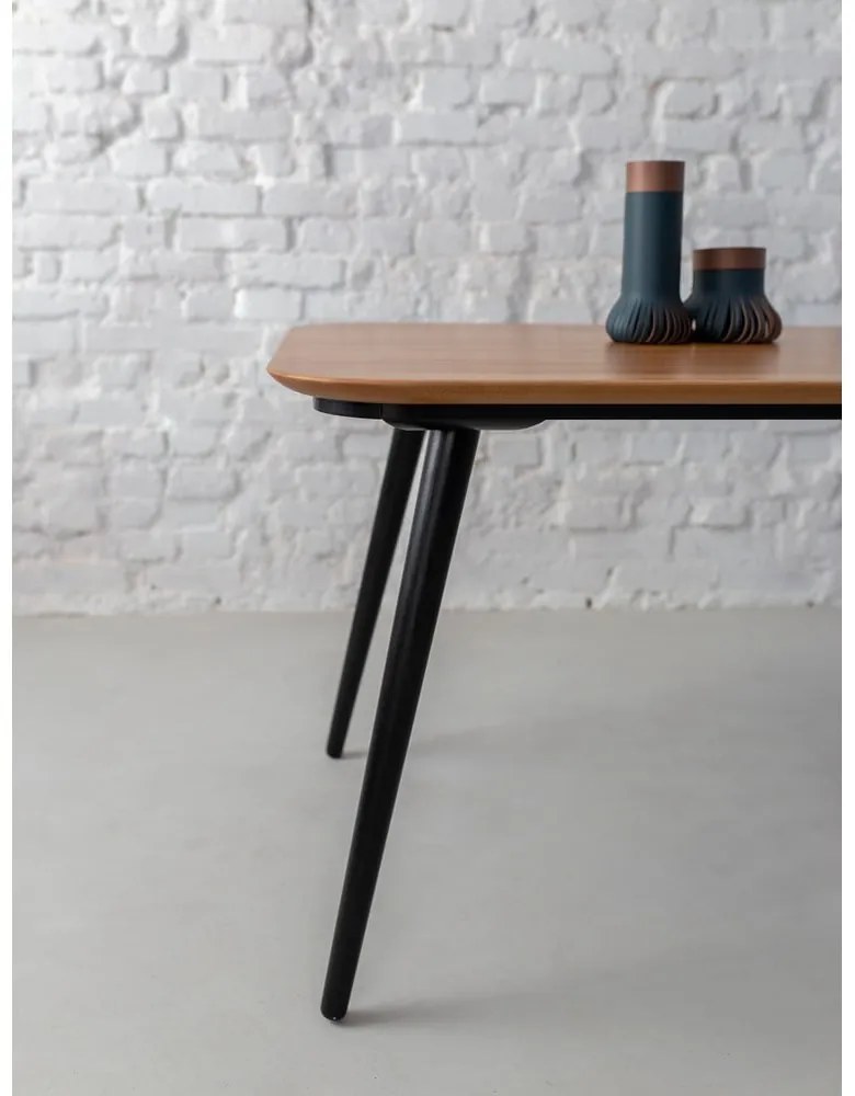 Contrast kőrisfa étkezőasztal fekete lábakkal, 180 x 90 cm - Ragaba